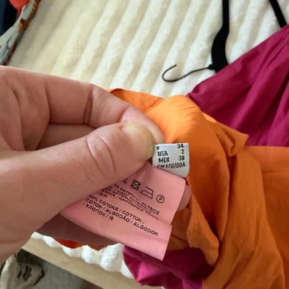 PINKO Aggie Colorblock Pink and Orange Tiered Dress - Picture 8 of 10